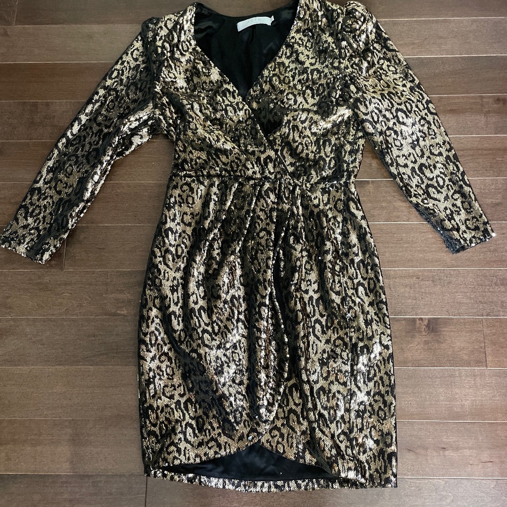 Astr the label cheetah sequin dress